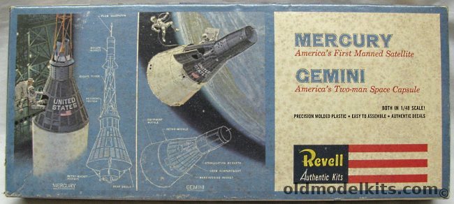 Revell 1/48 Mercury and Gemini Capsules, H1834-100 plastic model kit